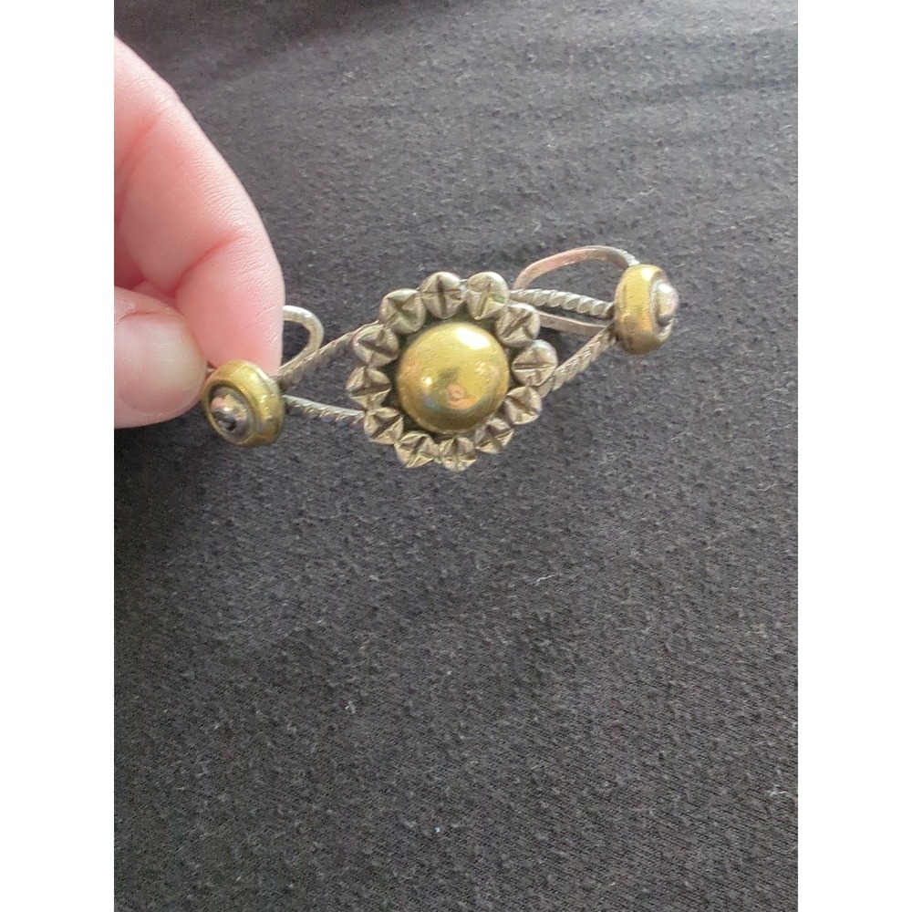 Designer‎ Taxco Stamped Sterling Silver Sunflower Bracelet Made In Mexico